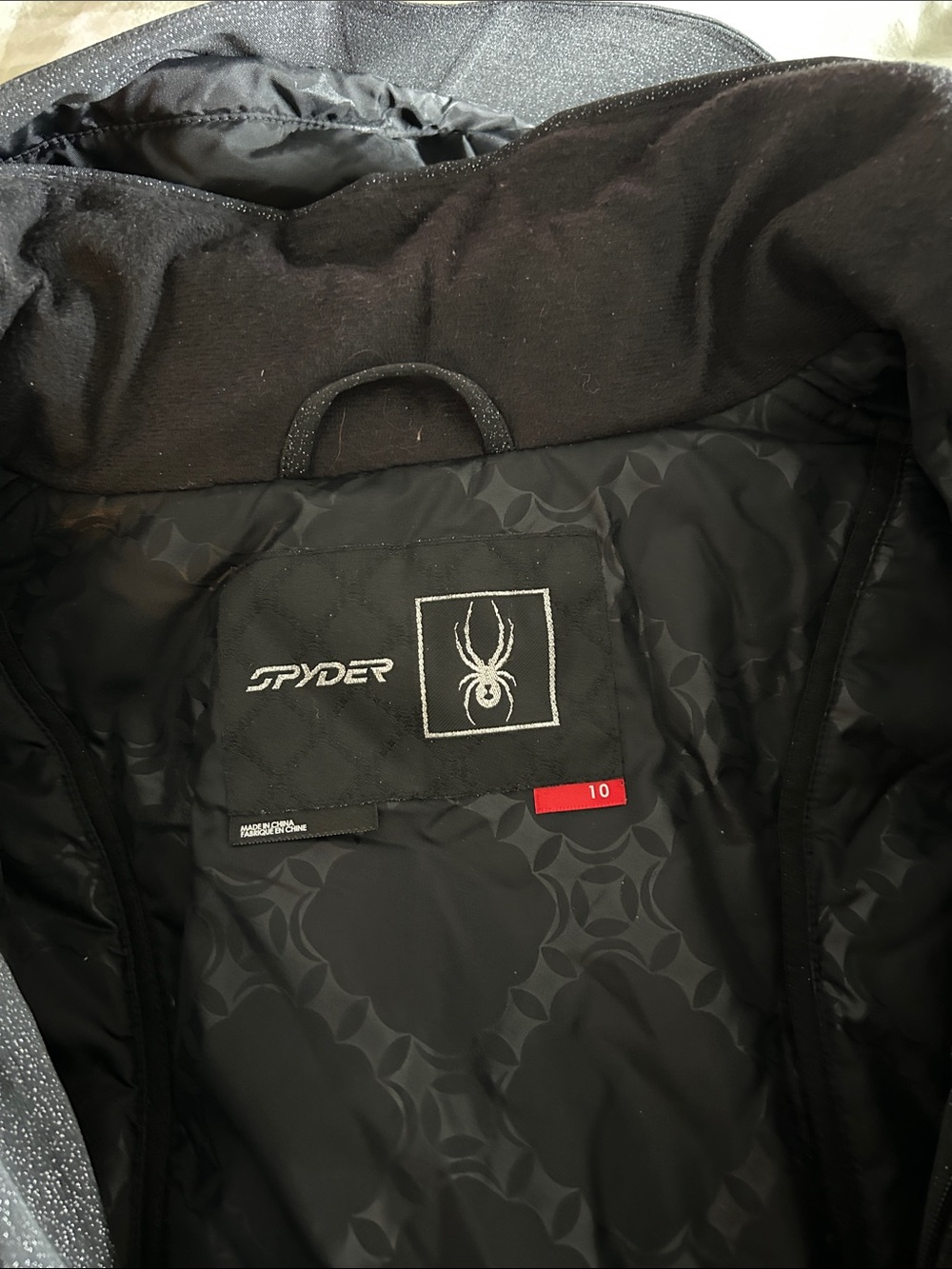 Spyder Women's Hooded Ski Jacket in Charcoal Gray with Subtle Shimmer - Picture 5 of 6